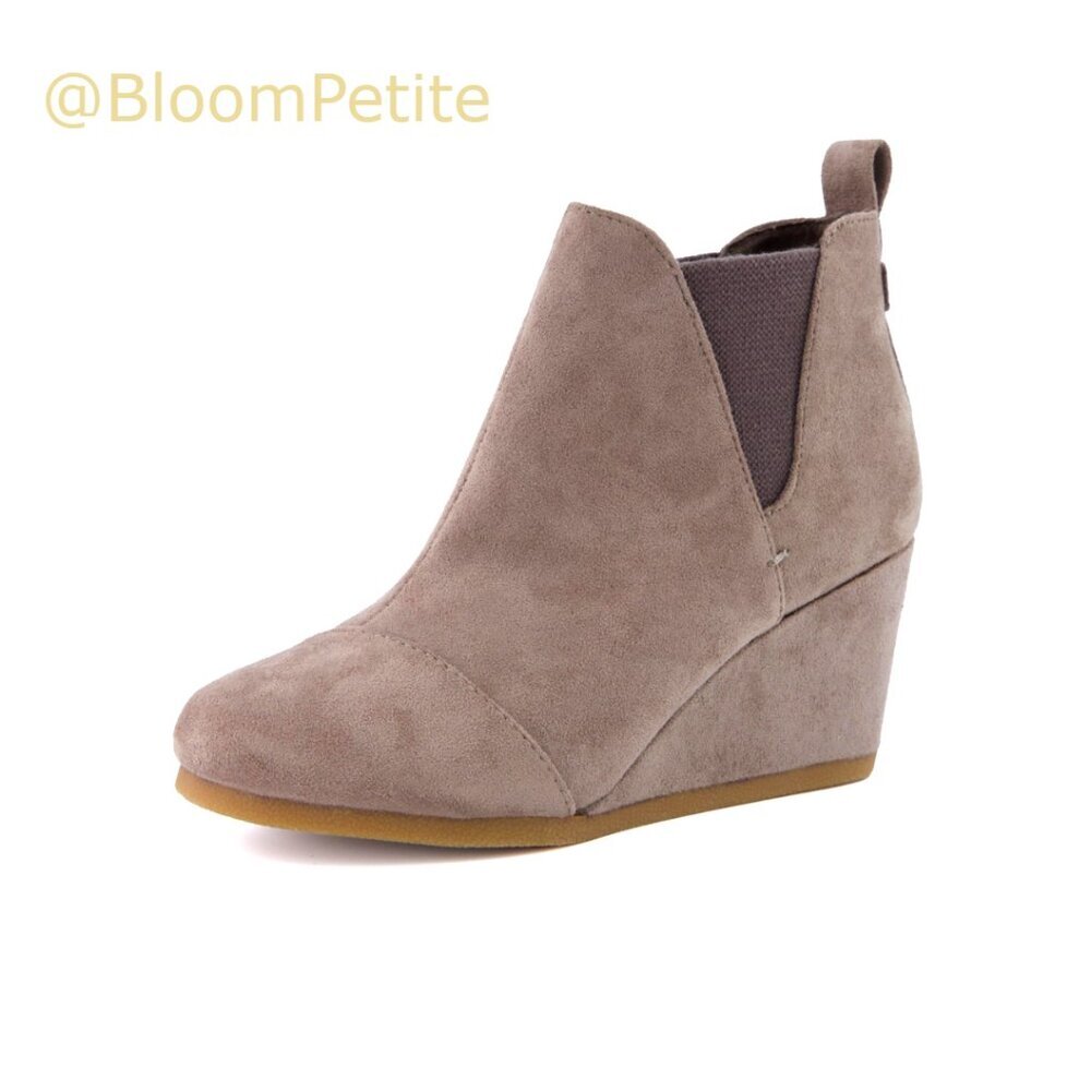 Soft Vegan Suede Wedge Bootie with Memory Foam and Slip-On Design